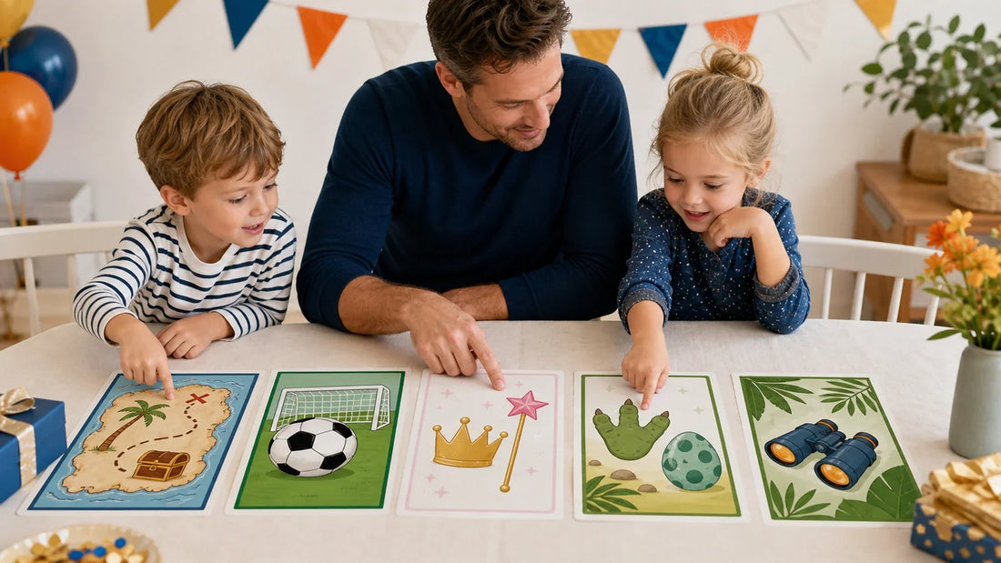 Vergelijking van speurtochtthema's voor een kinderfeestje van 4 tot 6 jaar.