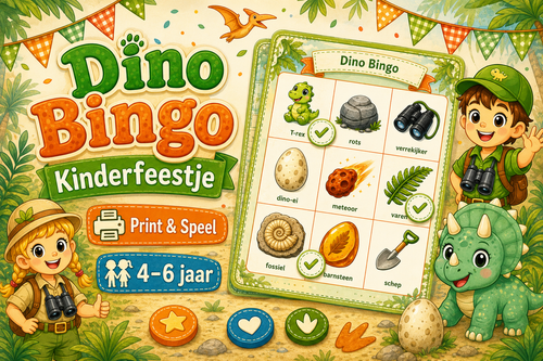 Dino Bingo Printable voor Kinderfeestje