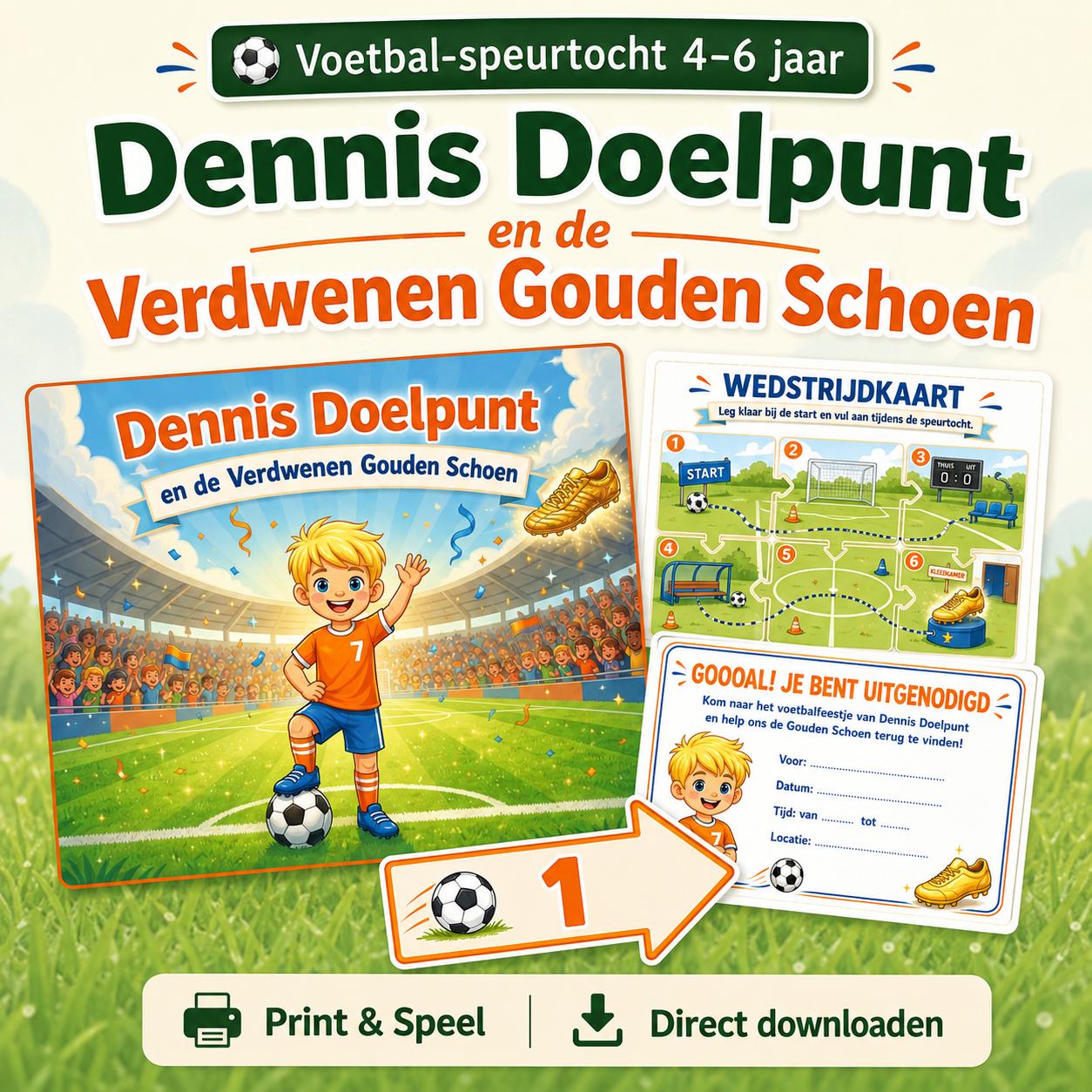 Voetbal Speurtocht Kinderfeestje 4, 5 en 6 jaar | Direct te Downloaden Printpakket