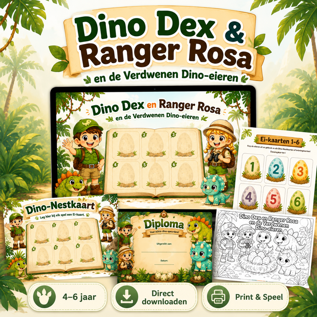 Dino Speurtocht Kinderfeestje 4, 5 en 6 jaar | Direct te Downloaden Printpakket
