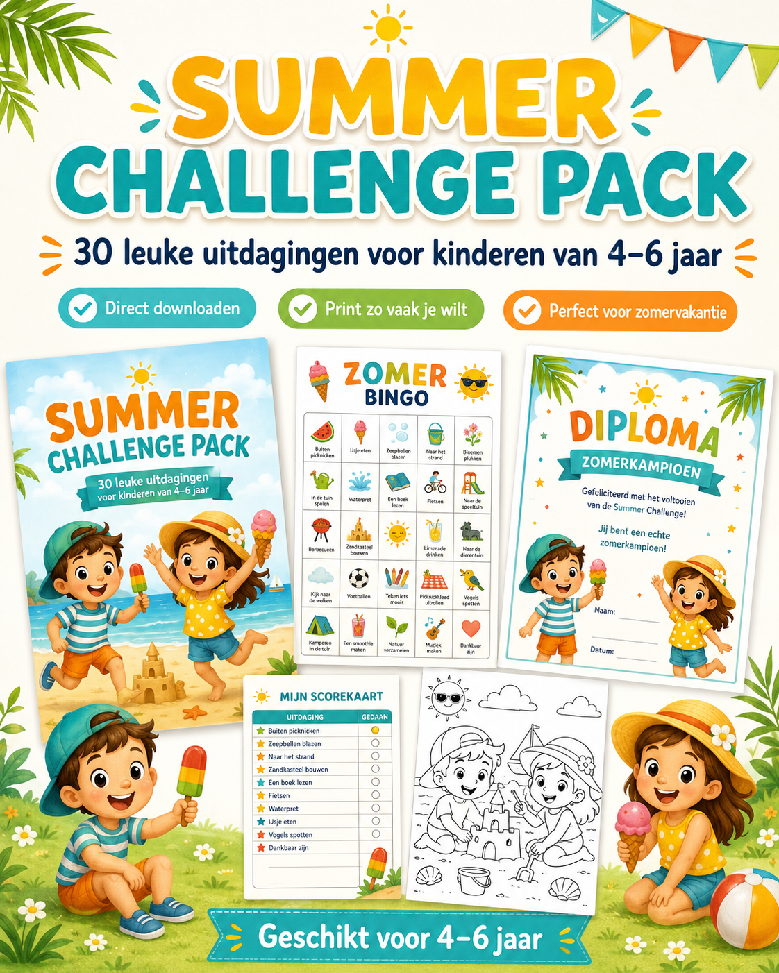 Zomervakantie Activiteiten Kinderen | 30 Uitdagingen voor Thuis, Tuin & Vakantie