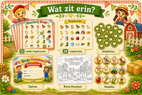 Boerderij Bingo Printable voor Kinderfeestje