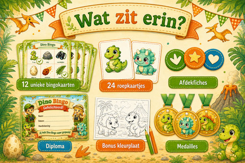 Dino Bingo Printable voor Kinderfeestje