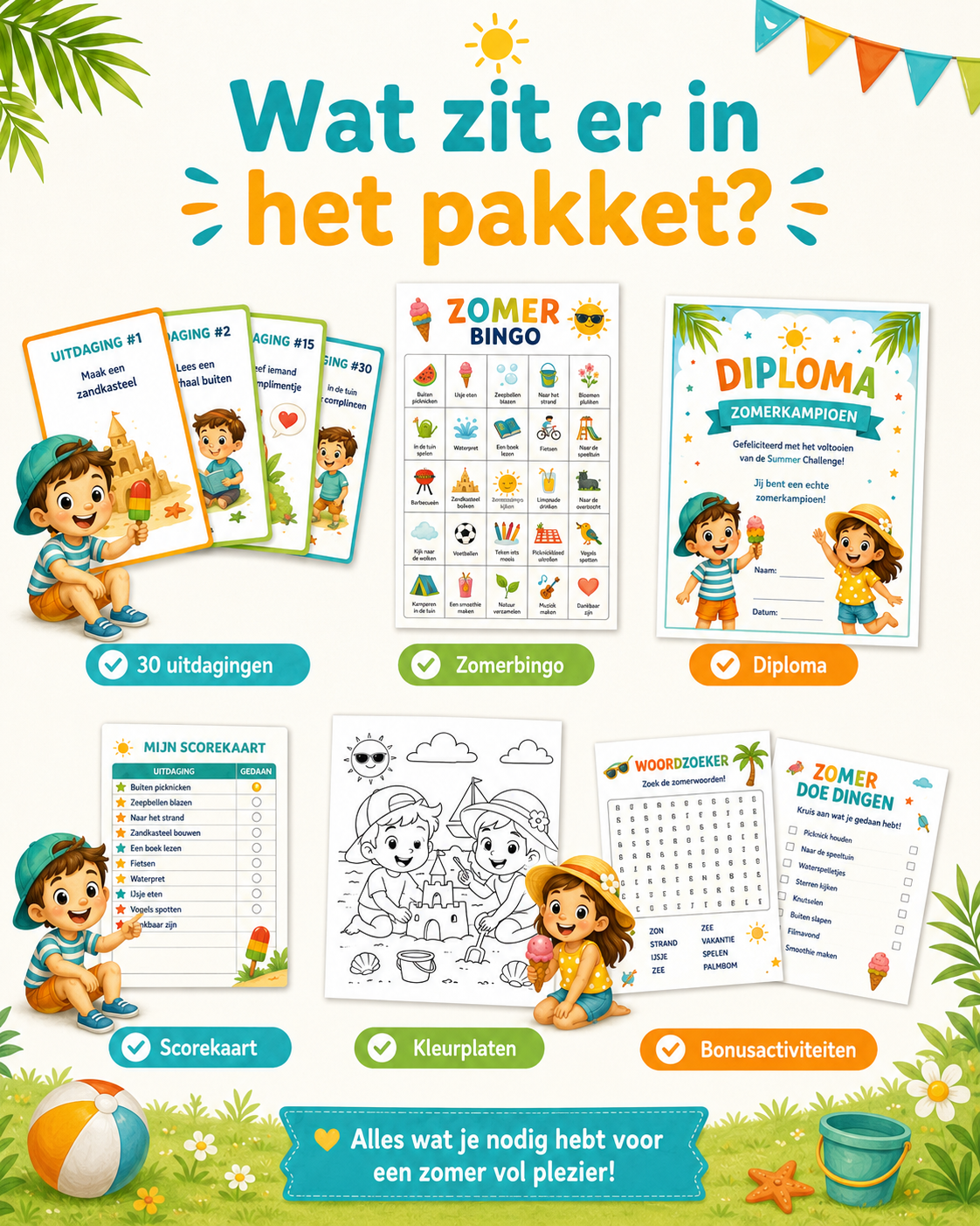 Zomervakantie Activiteiten Kinderen | 30 Uitdagingen voor Thuis, Tuin & Vakantie