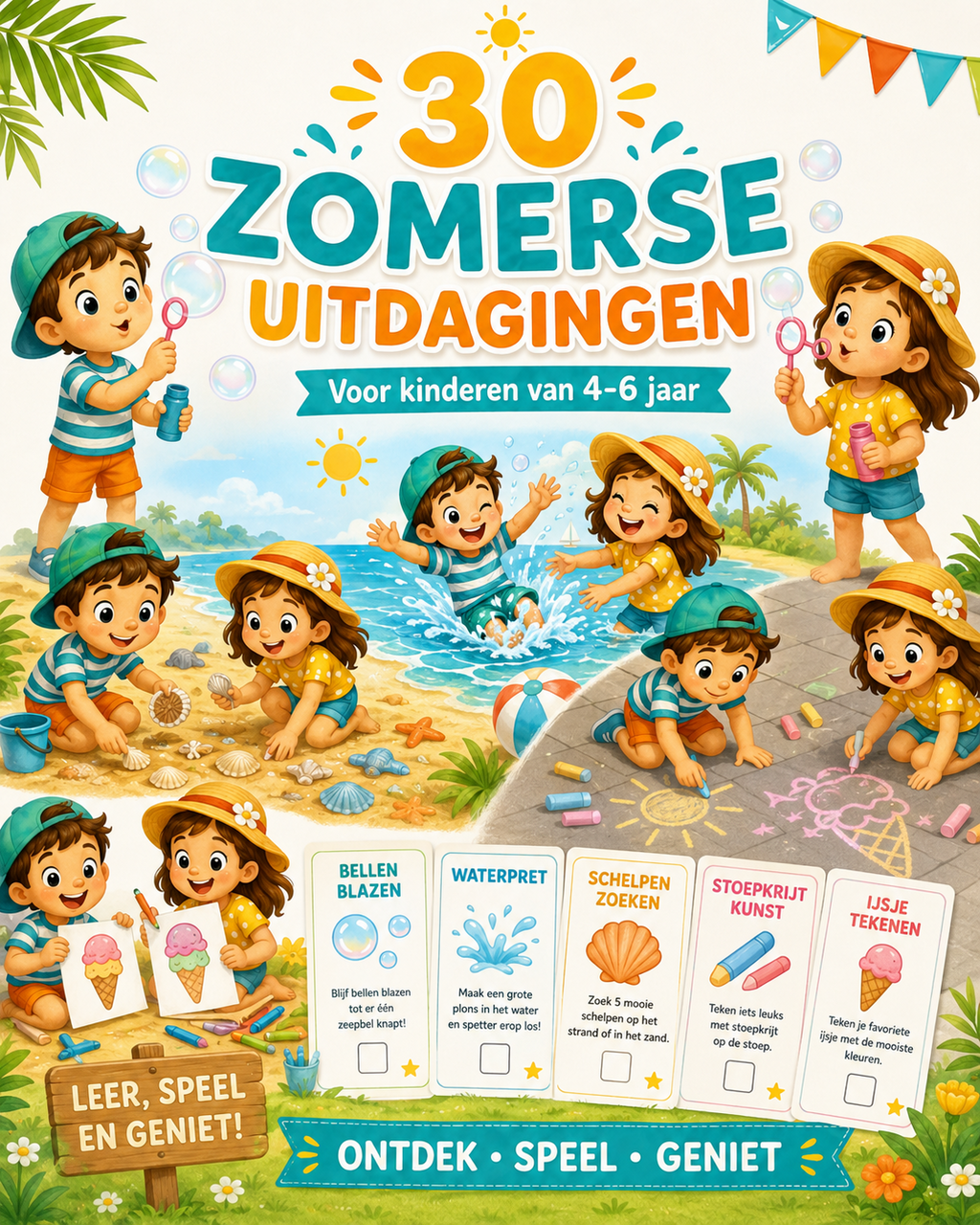 Zomervakantie Activiteiten Kinderen | 30 Uitdagingen voor Thuis, Tuin & Vakantie