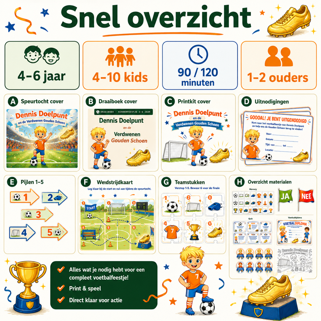 Voetbal Speurtocht Kinderfeestje 4, 5 en 6 jaar | Direct te Downloaden Printpakket
