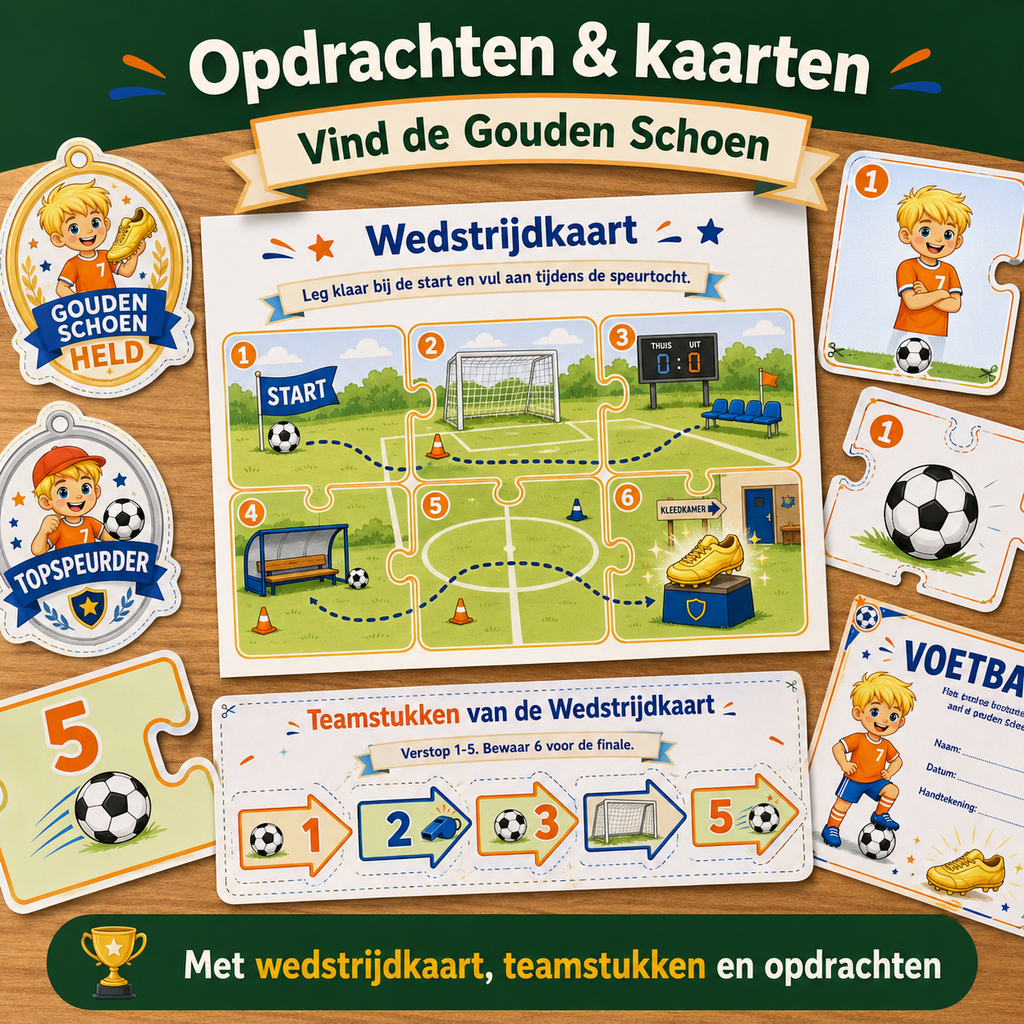 Voetbal Speurtocht Kinderfeestje 4, 5 en 6 jaar | Direct te Downloaden Printpakket