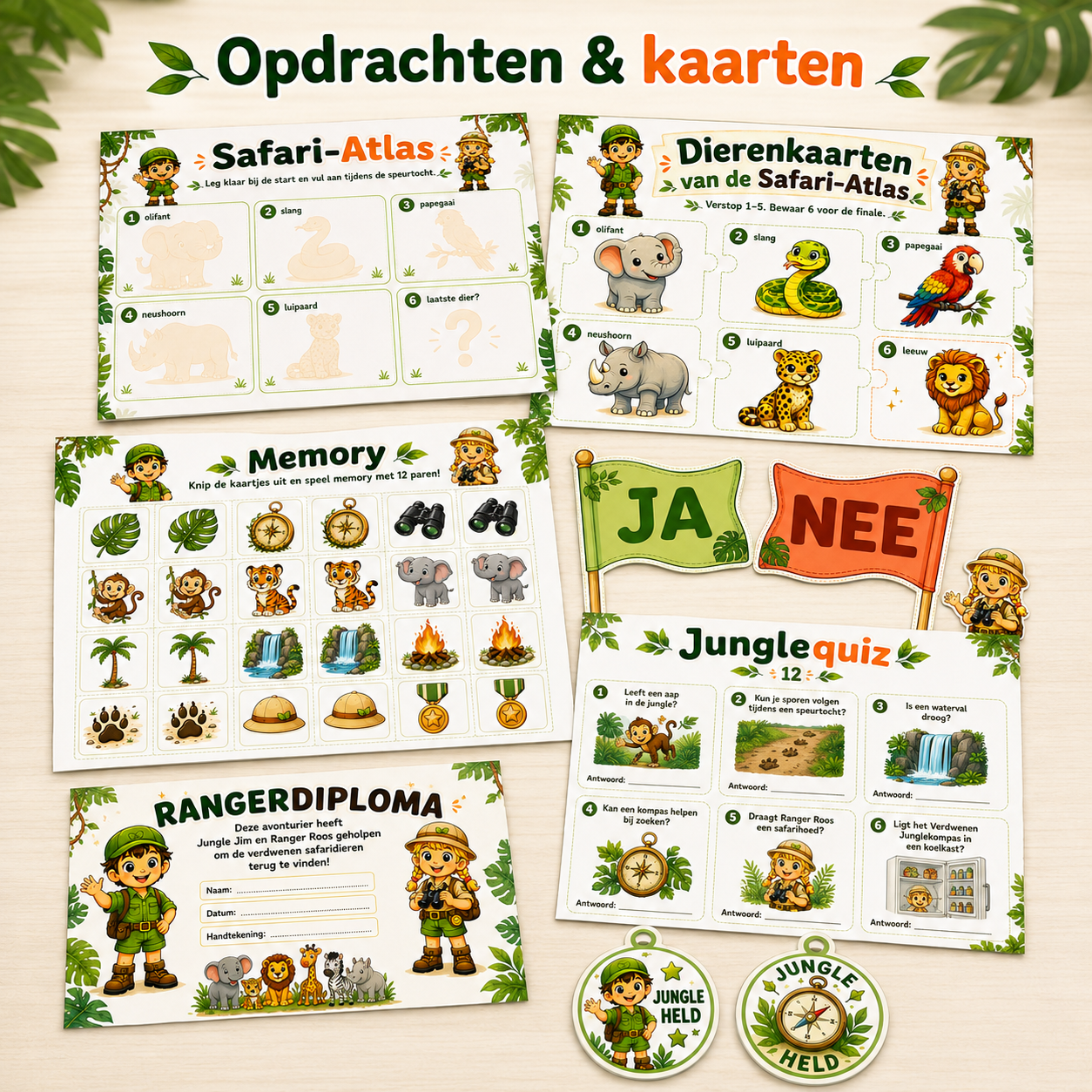 Jungle Speurtocht Kinderfeestje 4, 5 en 6 jaar | Direct te Downloaden Printpakket