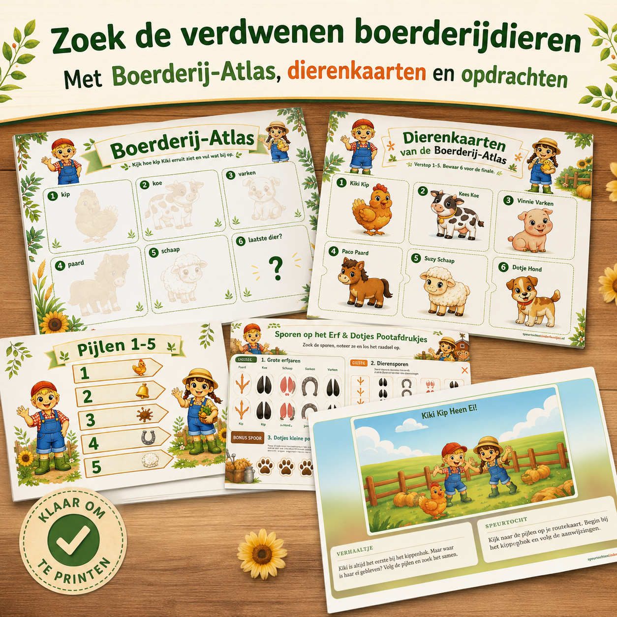 Boer Bas en Boerin Bo Speurtocht Kinderfeestje 4-6 jaar | Direct te Downloaden Printpakket