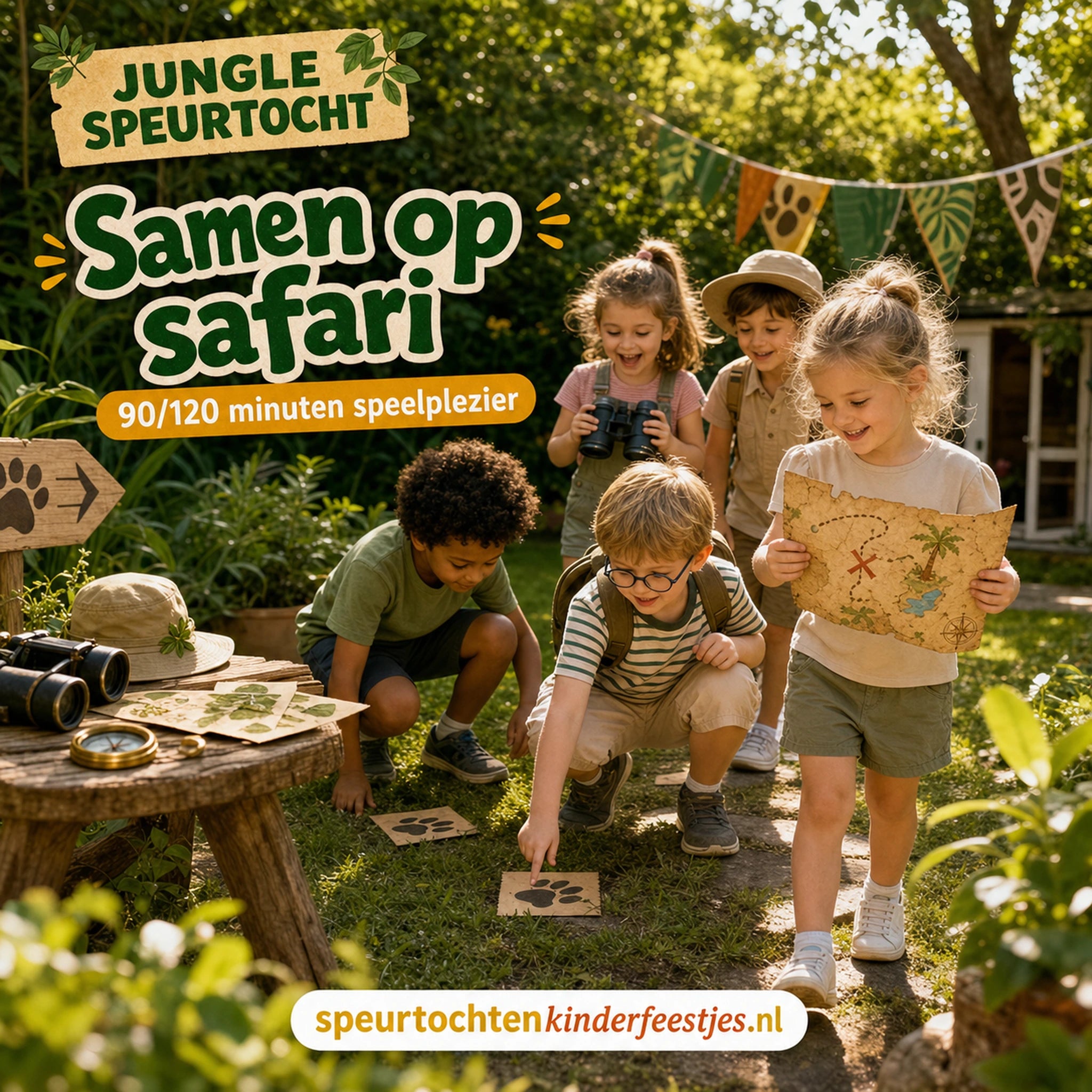 Kinderen spelen een Jungle speurtocht met printbare opdrachten en aanwijzingen