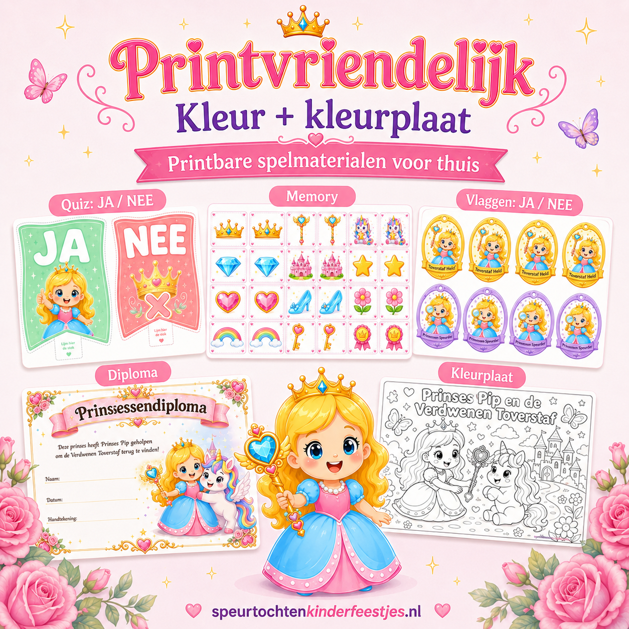 Prinsessen Speurtocht Kinderfeestje 4, 5 en 6 jaar | Direct te Downloaden Printpakket