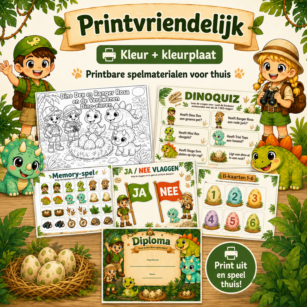 Dino Speurtocht Kinderfeestje 4, 5 en 6 jaar | Direct te Downloaden Printpakket