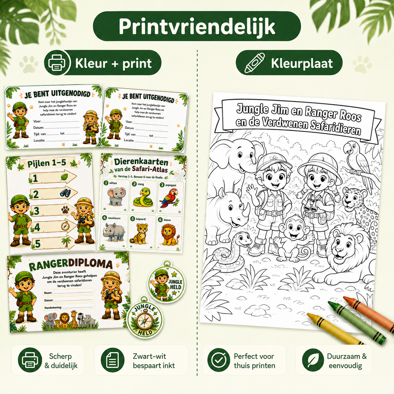 Jungle Speurtocht Kinderfeestje 4, 5 en 6 jaar | Direct te Downloaden Printpakket