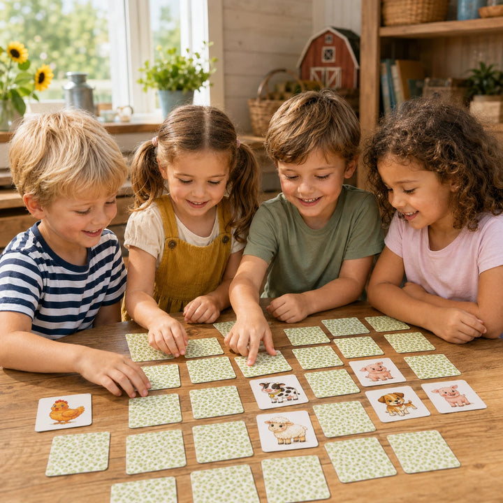 Printbaar memoryspel uit de Boerderij speurtocht.