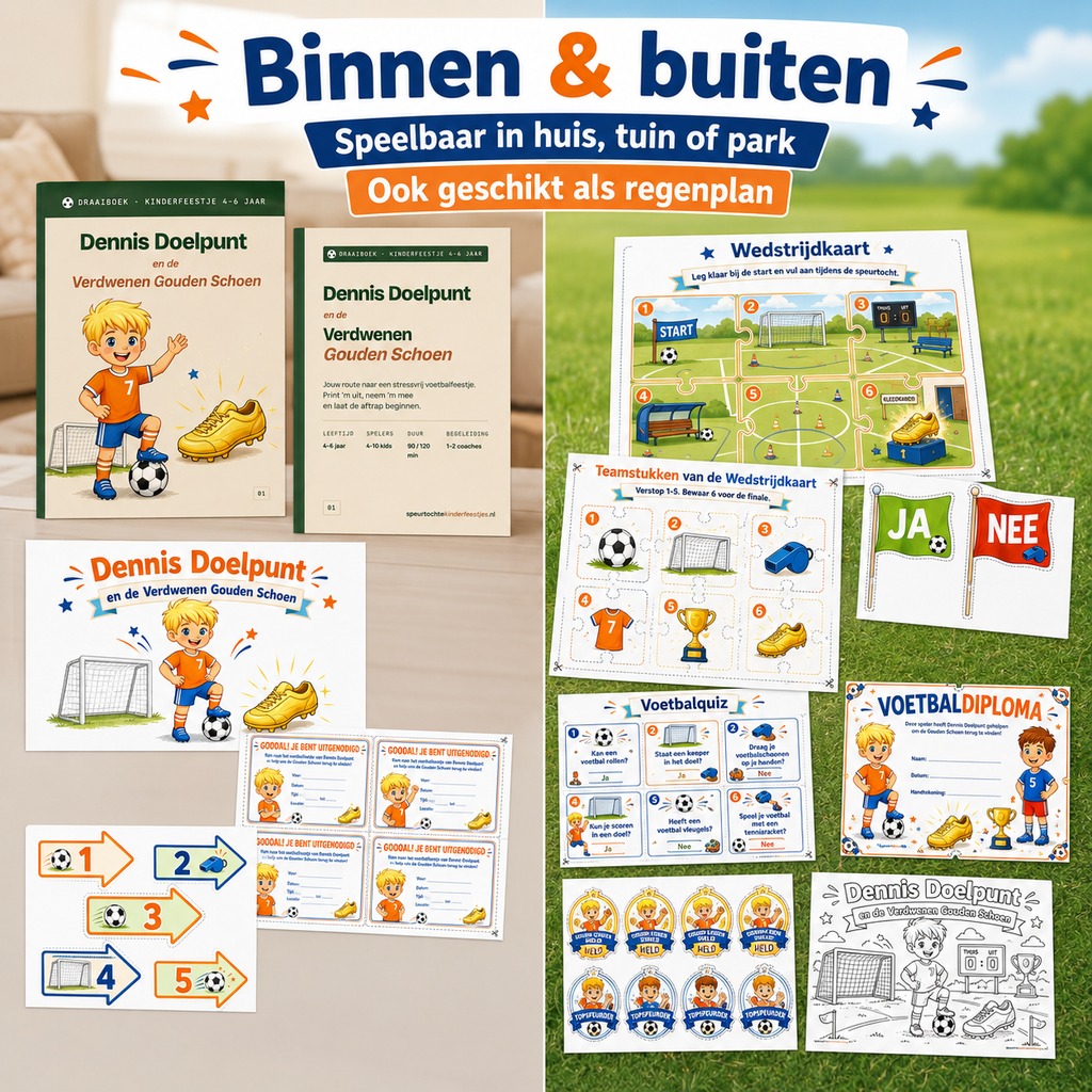 Voetbal Speurtocht Kinderfeestje 4, 5 en 6 jaar | Direct te Downloaden Printpakket