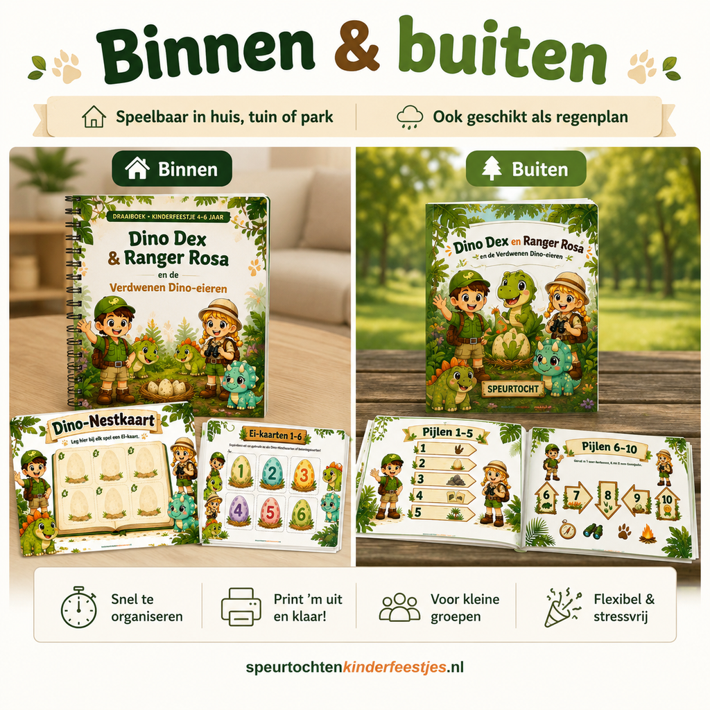 Dino Speurtocht Kinderfeestje 4, 5 en 6 jaar | Direct te Downloaden Printpakket