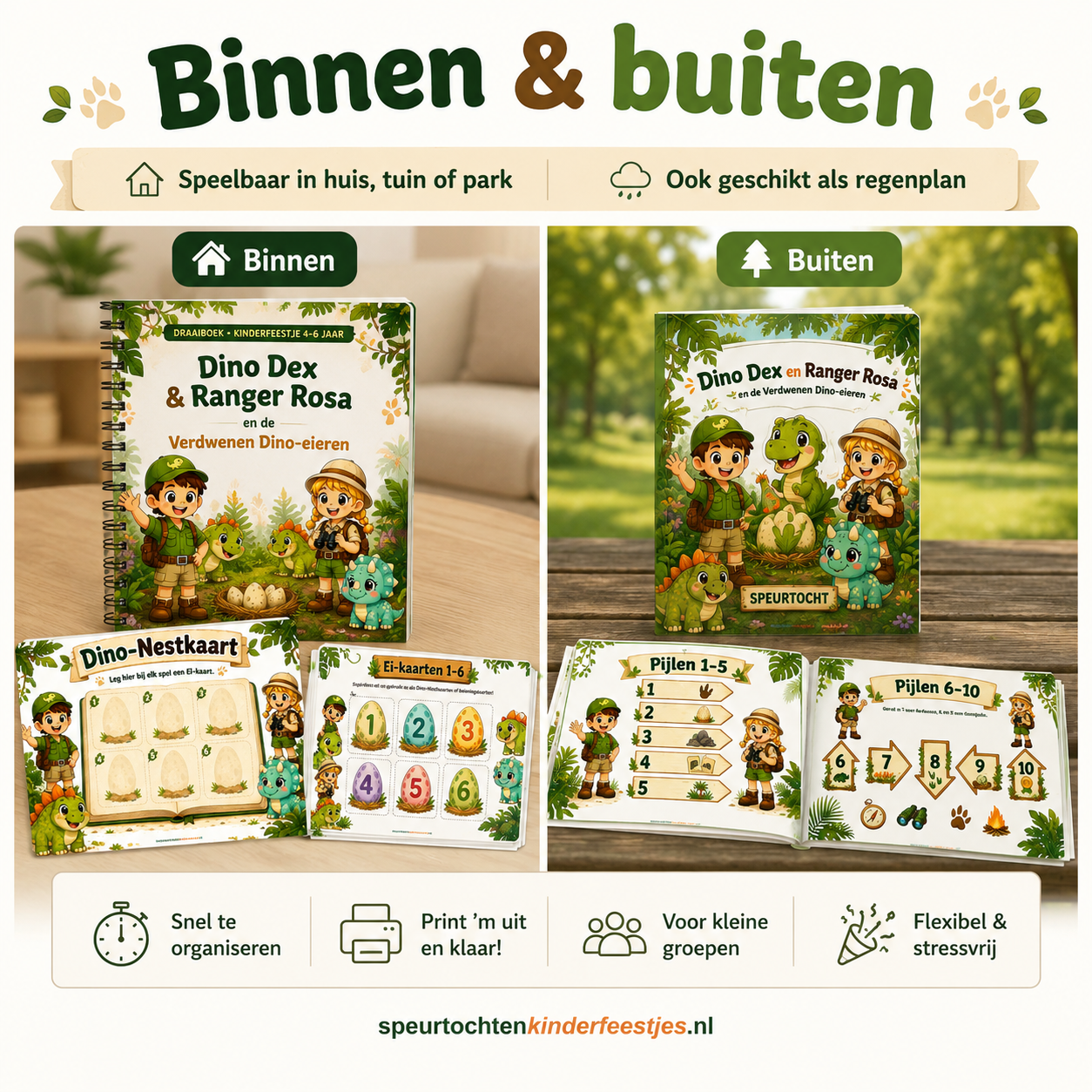 Dino Speurtocht Kinderfeestje 4, 5 en 6 jaar | Direct te Downloaden Printpakket
