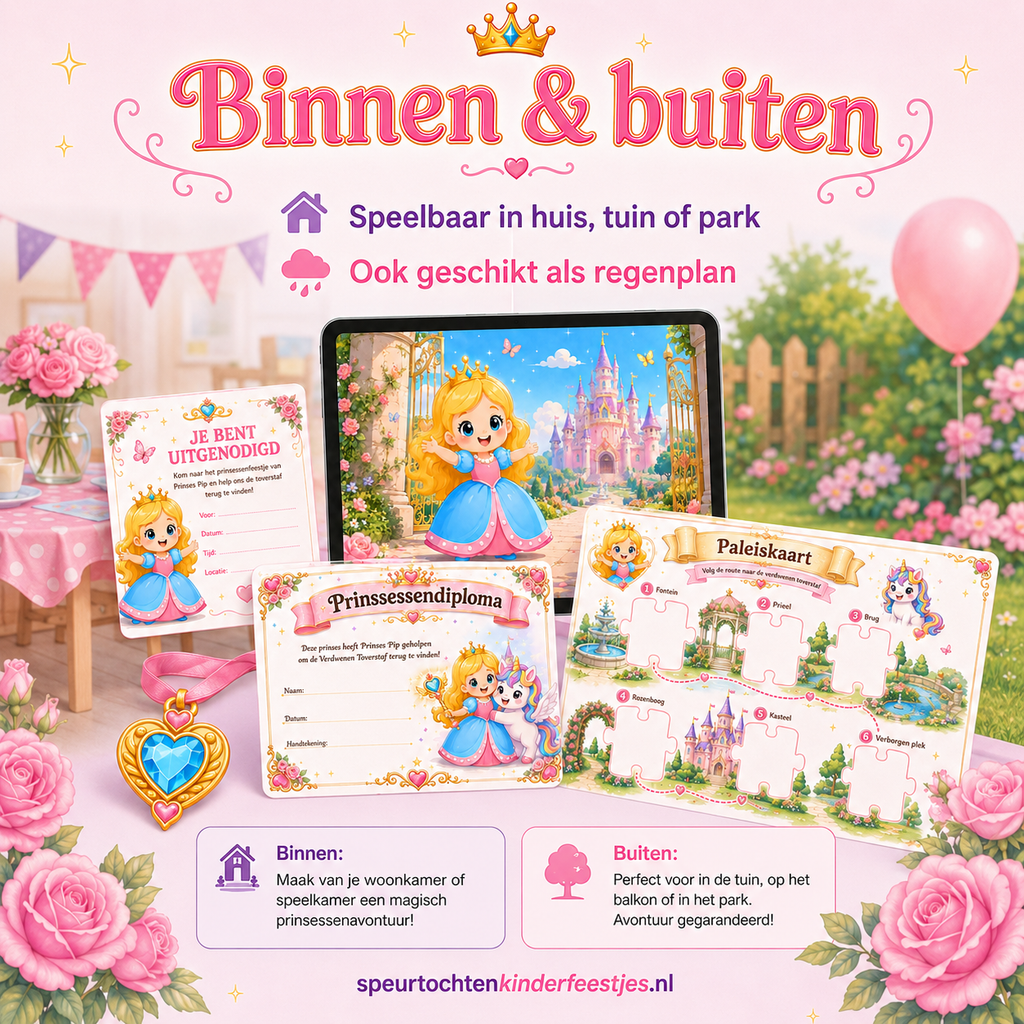 Prinsessen Speurtocht Kinderfeestje 4, 5 en 6 jaar | Direct te Downloaden Printpakket