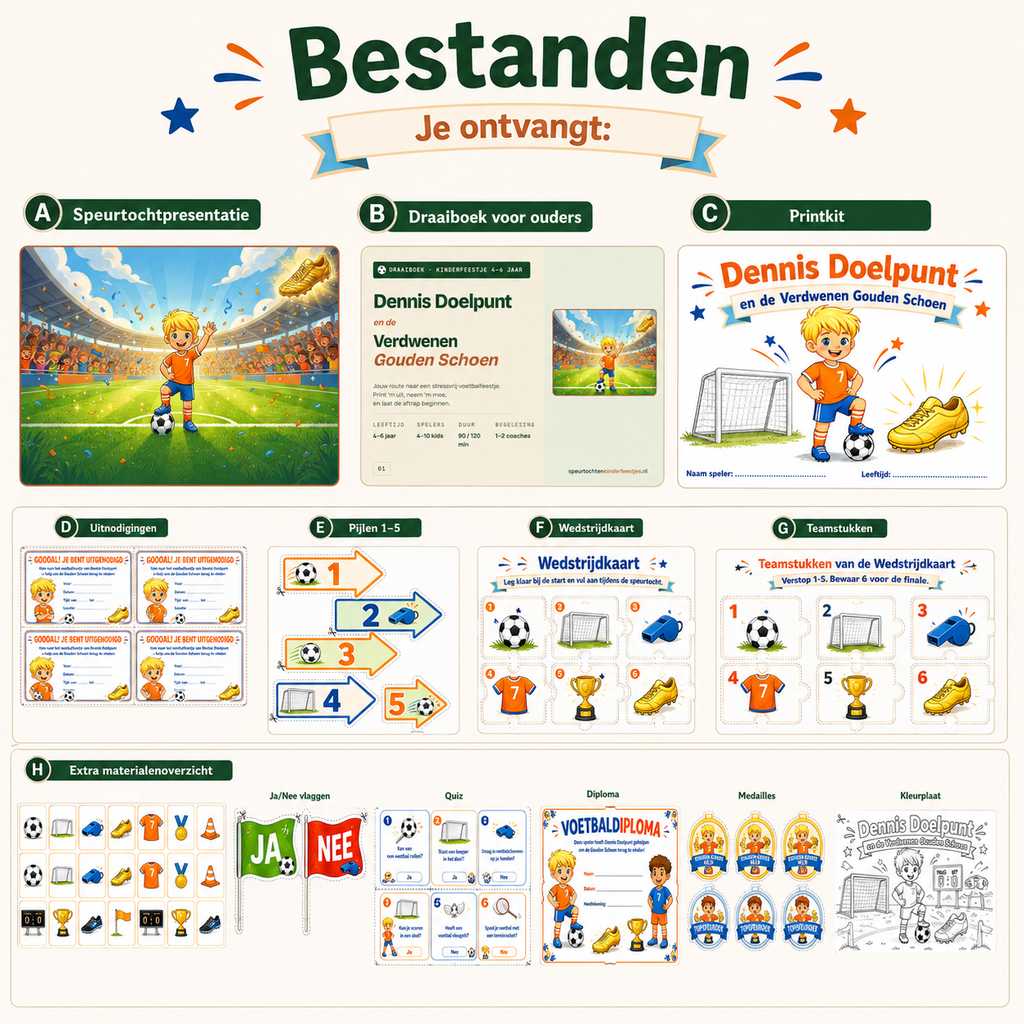Voetbal Speurtocht Kinderfeestje 4, 5 en 6 jaar | Direct te Downloaden Printpakket