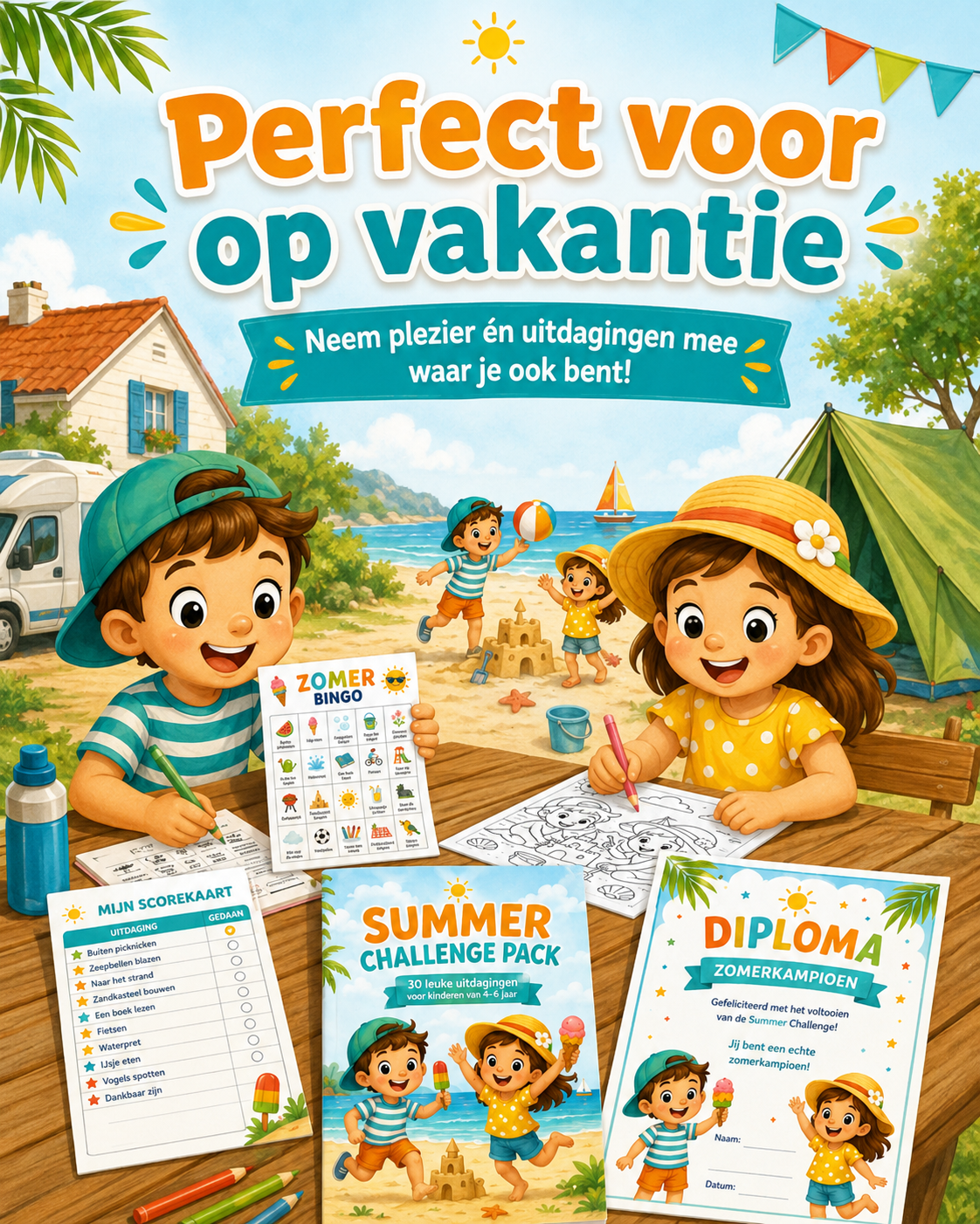 Zomervakantie Activiteiten Kinderen | 30 Uitdagingen voor Thuis, Tuin & Vakantie