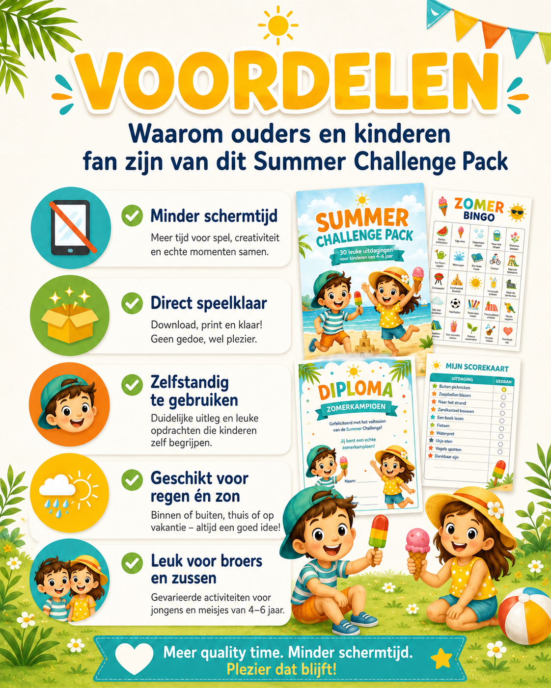 Zomervakantie Activiteiten Kinderen | 30 Uitdagingen voor Thuis, Tuin & Vakantie