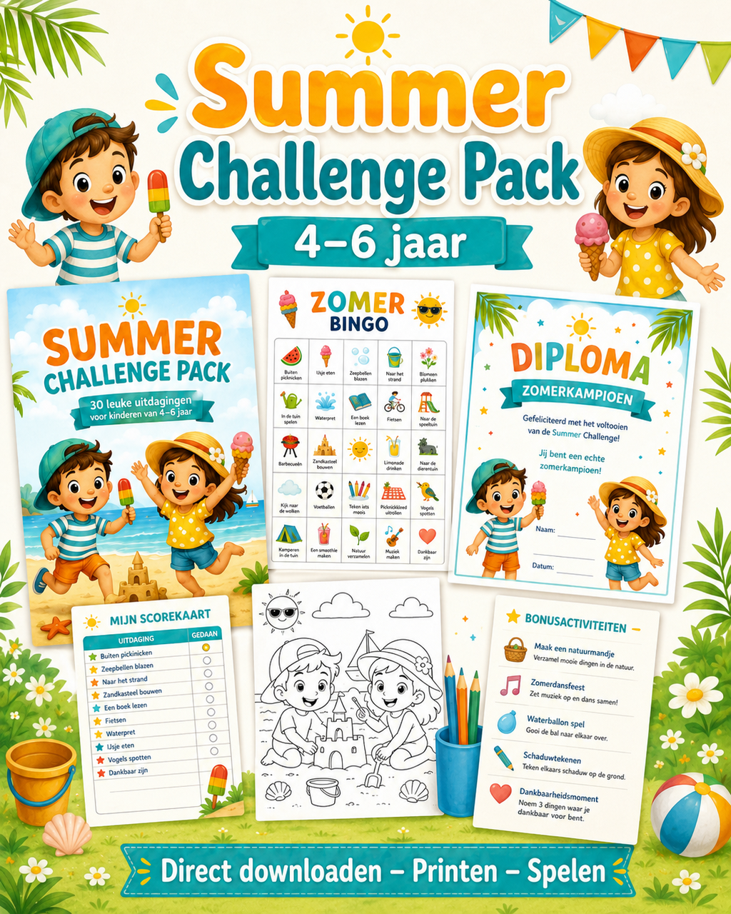 Zomervakantie Activiteiten Kinderen | 30 Uitdagingen voor Thuis, Tuin & Vakantie