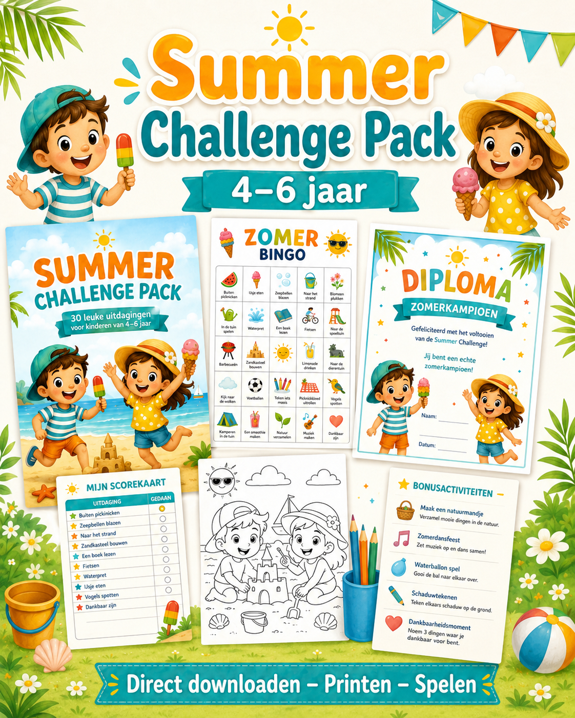 Zomervakantie Activiteiten Kinderen | 30 Uitdagingen voor Thuis, Tuin & Vakantie