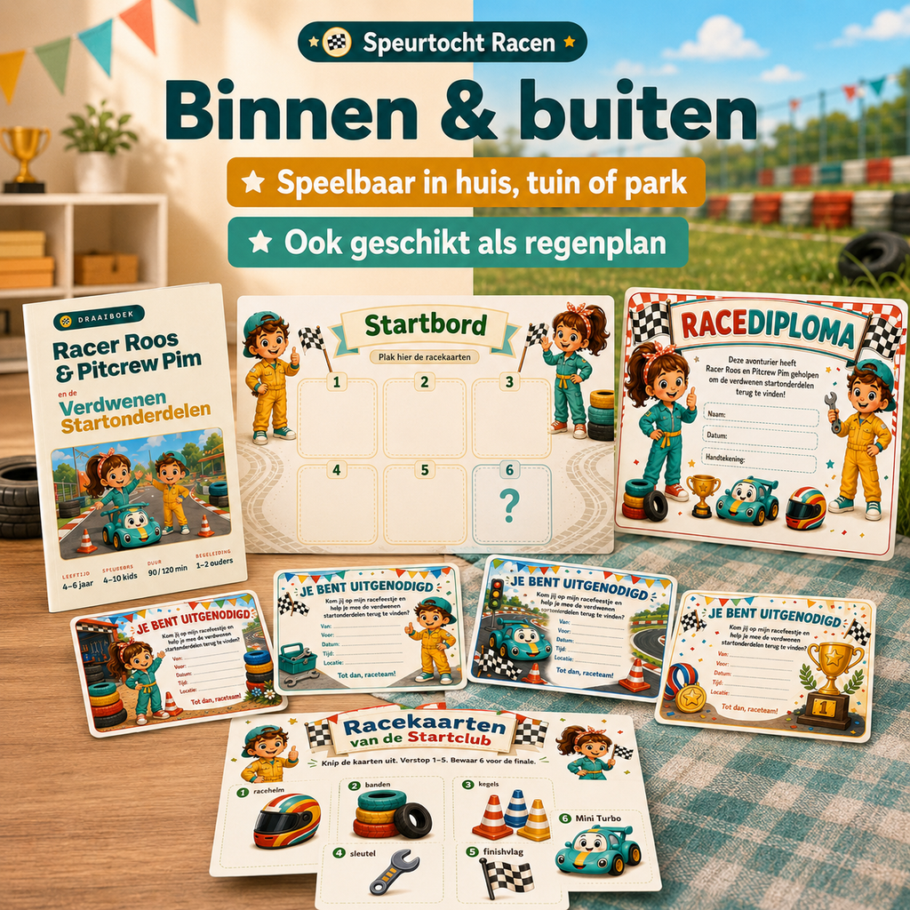 Racen Speurtocht Kinderfeestje 4, 5 en 6 jaar | Direct te Downloaden Printpakket
