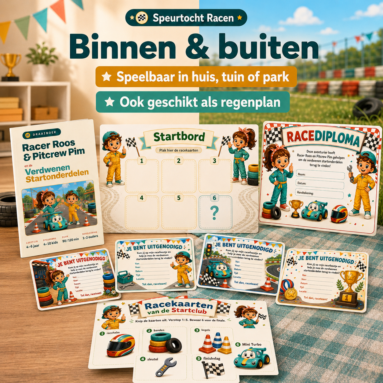 Racen Speurtocht Kinderfeestje 4, 5 en 6 jaar | Direct te Downloaden Printpakket