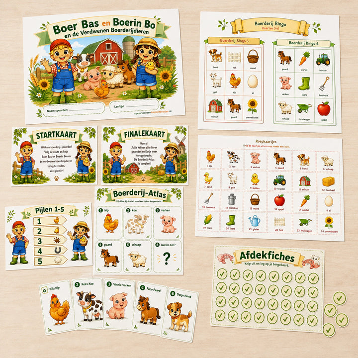 Hoofdafbeelding van de Boerderij kinderfeestje bundel met speurtocht en bingo.