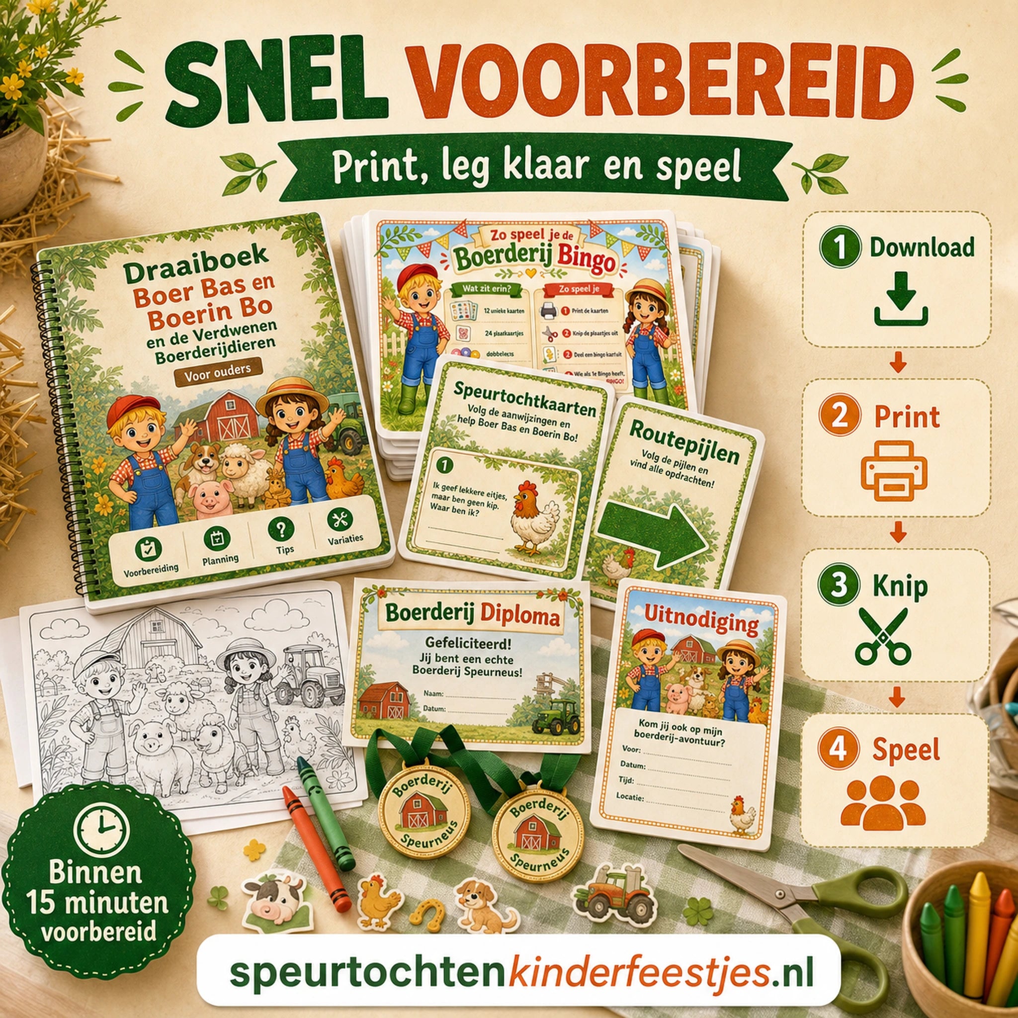 Boerderij bundel die snel voorbereid is met downloaden, printen, knippen en spelen