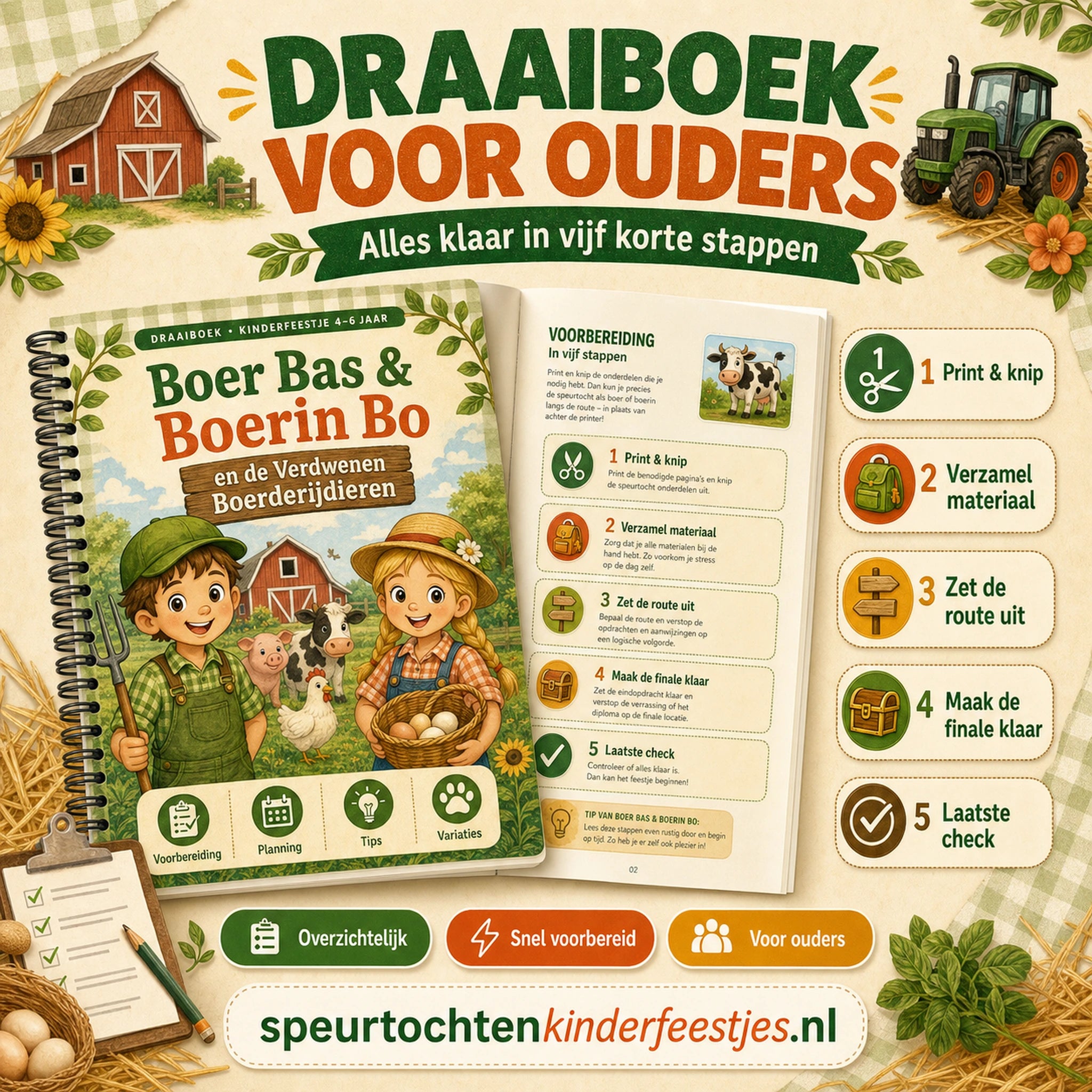 Draaiboek voor ouders bij de Boerderij speurtocht met stappenplan voor voorbereiding