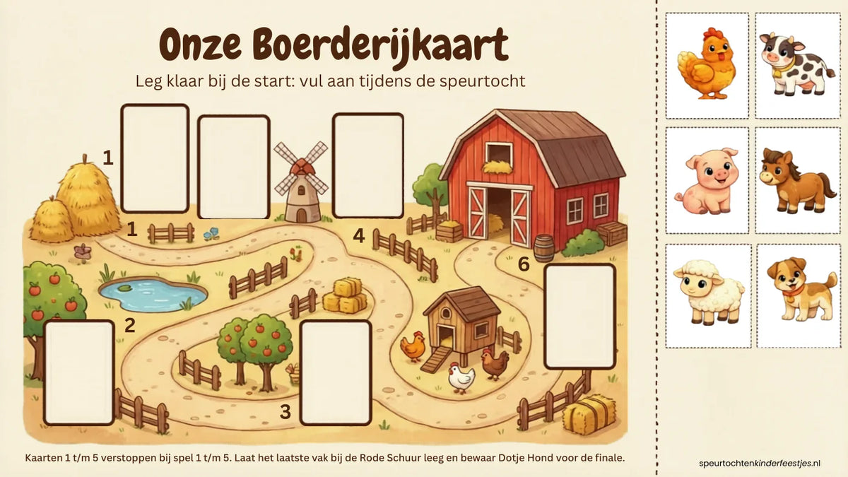 Echte pagina uit de boerderij speurtocht: speurkaart