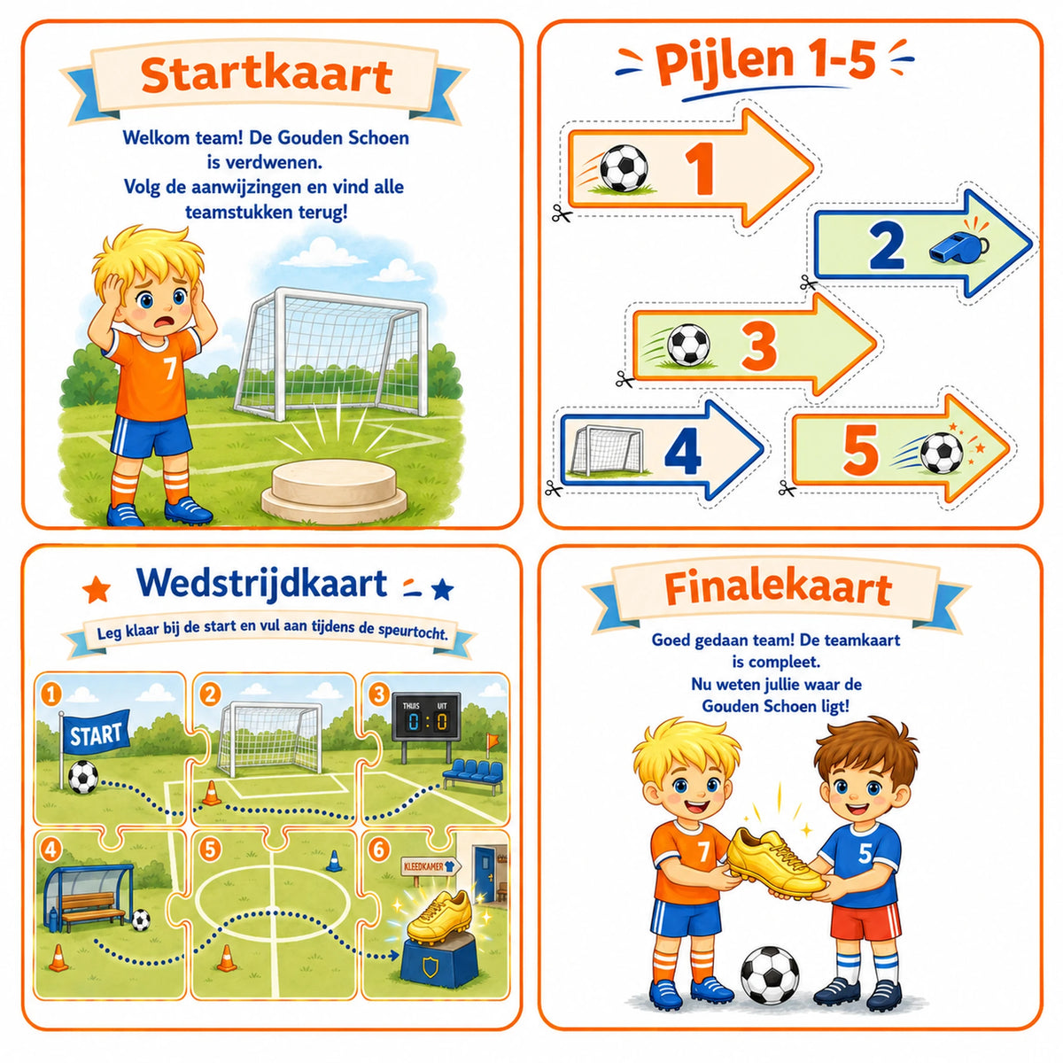 Voorbeeld van het verhaal van de Voetbal speurtocht.