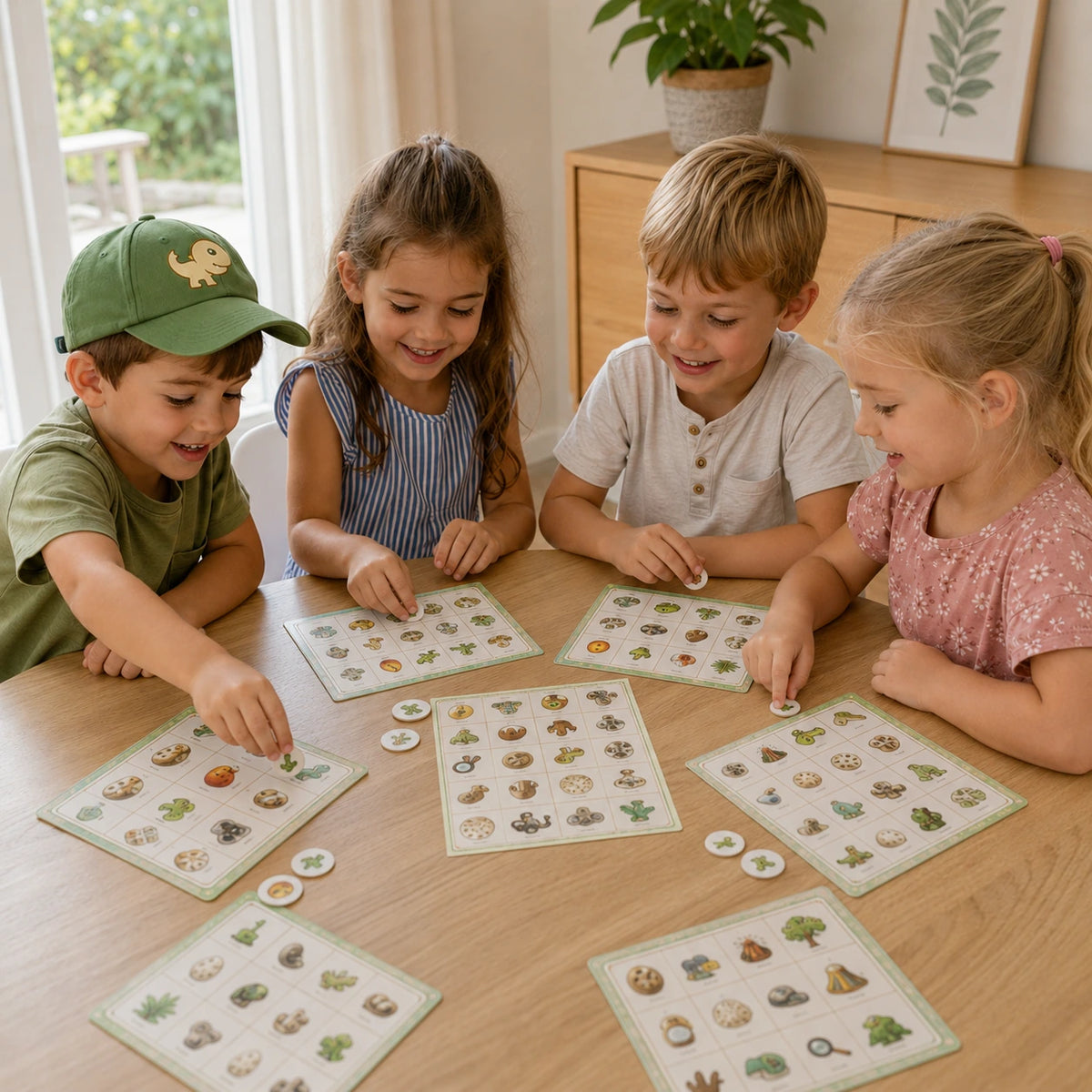 Rustig bingomoment uit de Dino kinderfeestje bundel.