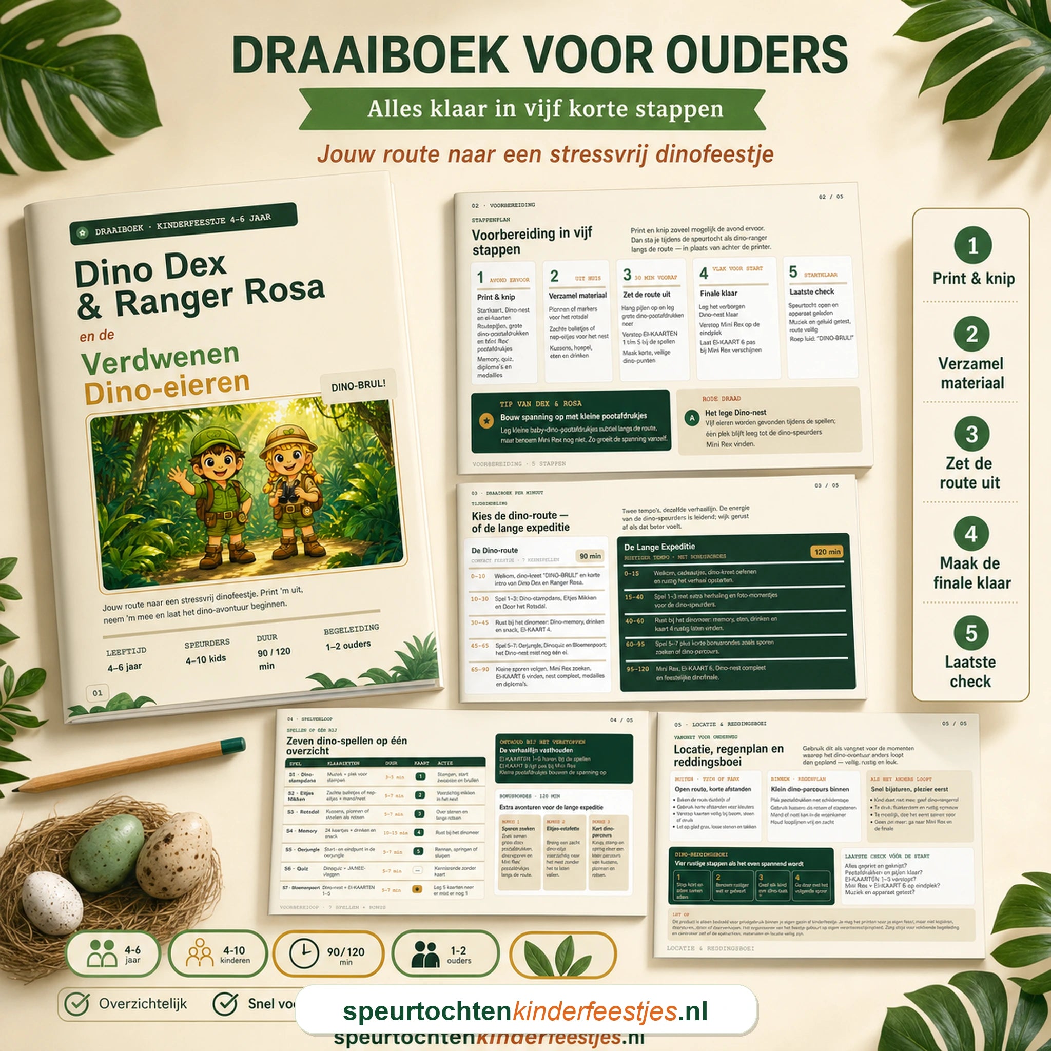 Draaiboek voor ouders bij de Dino speurtocht met stappenplan voor voorbereiding
