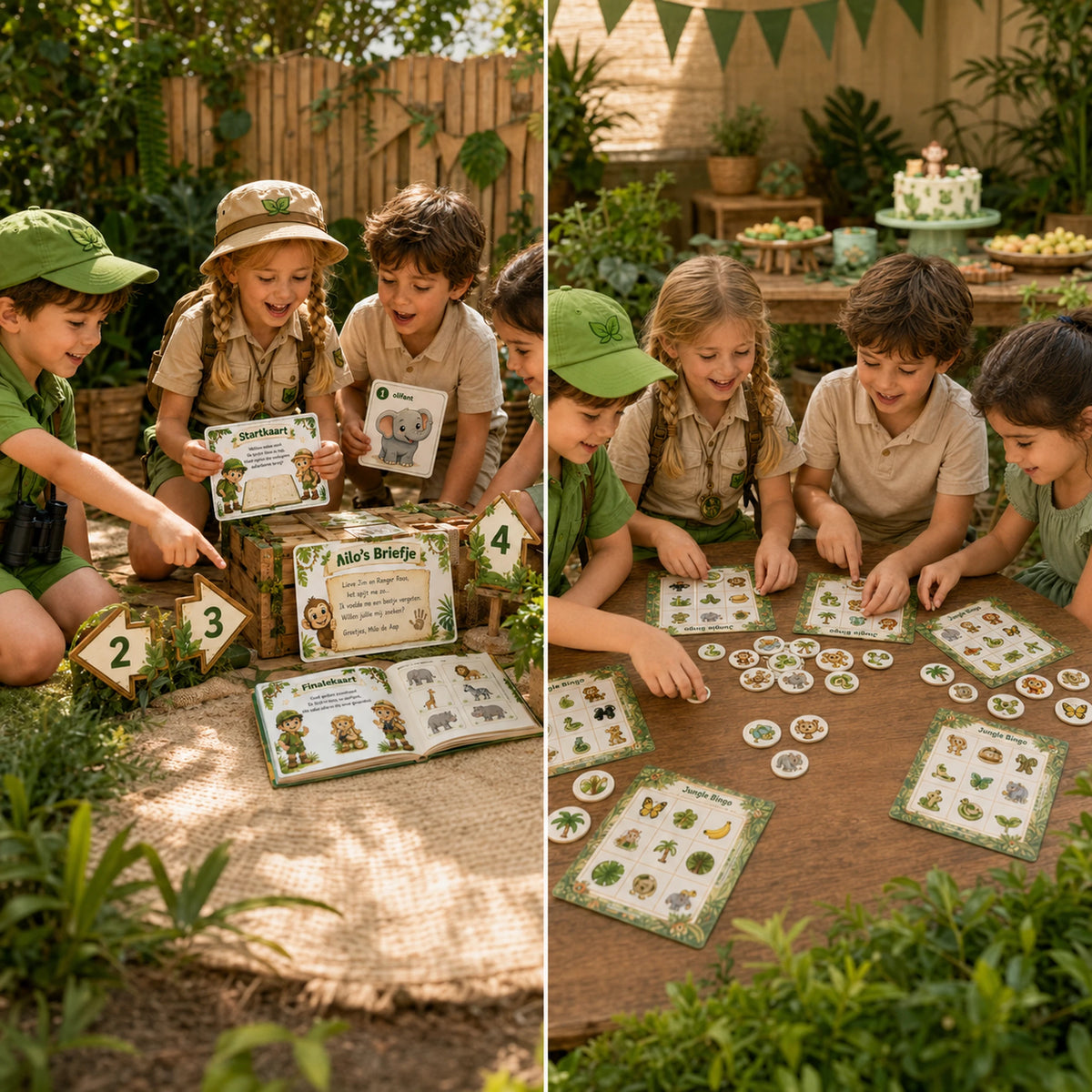 De Jungle bundel combineert actief speuren met rustig bingo spelen.
