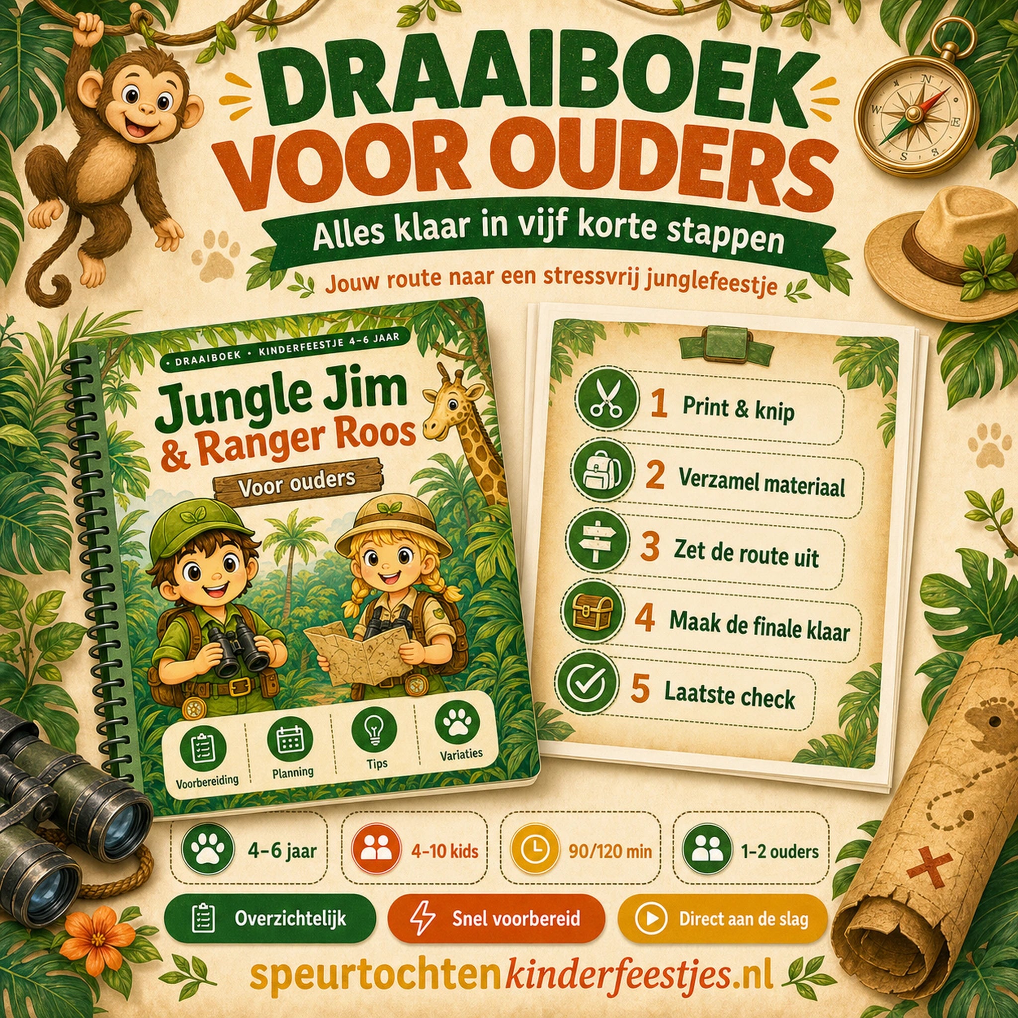Draaiboek voor ouders bij de Jungle speurtocht met stappenplan voor voorbereiding