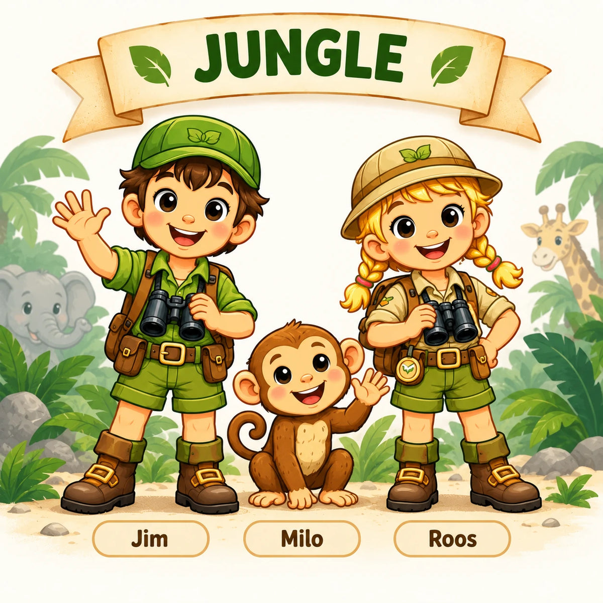 Kinderen volgen sporen tijdens de Jungle Jim speurtocht