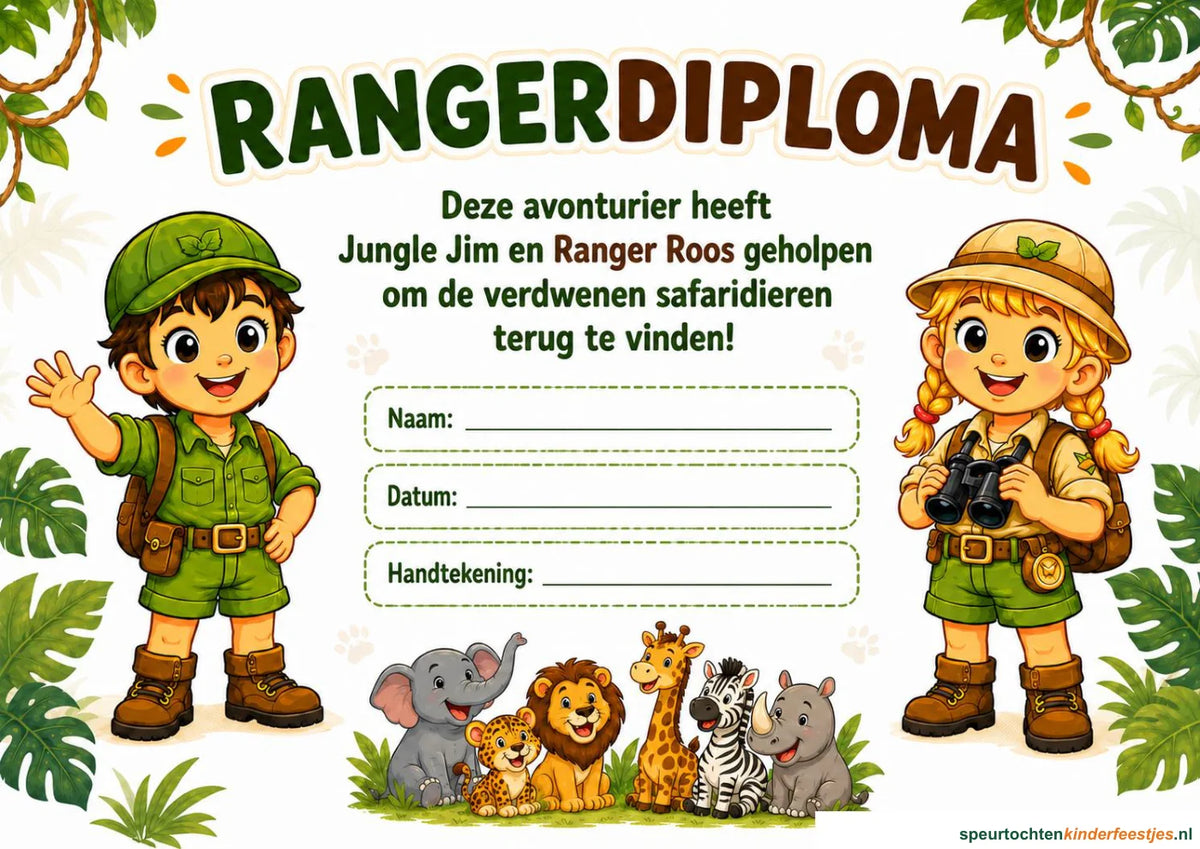 Echte pagina uit de jungle speurtocht: diploma