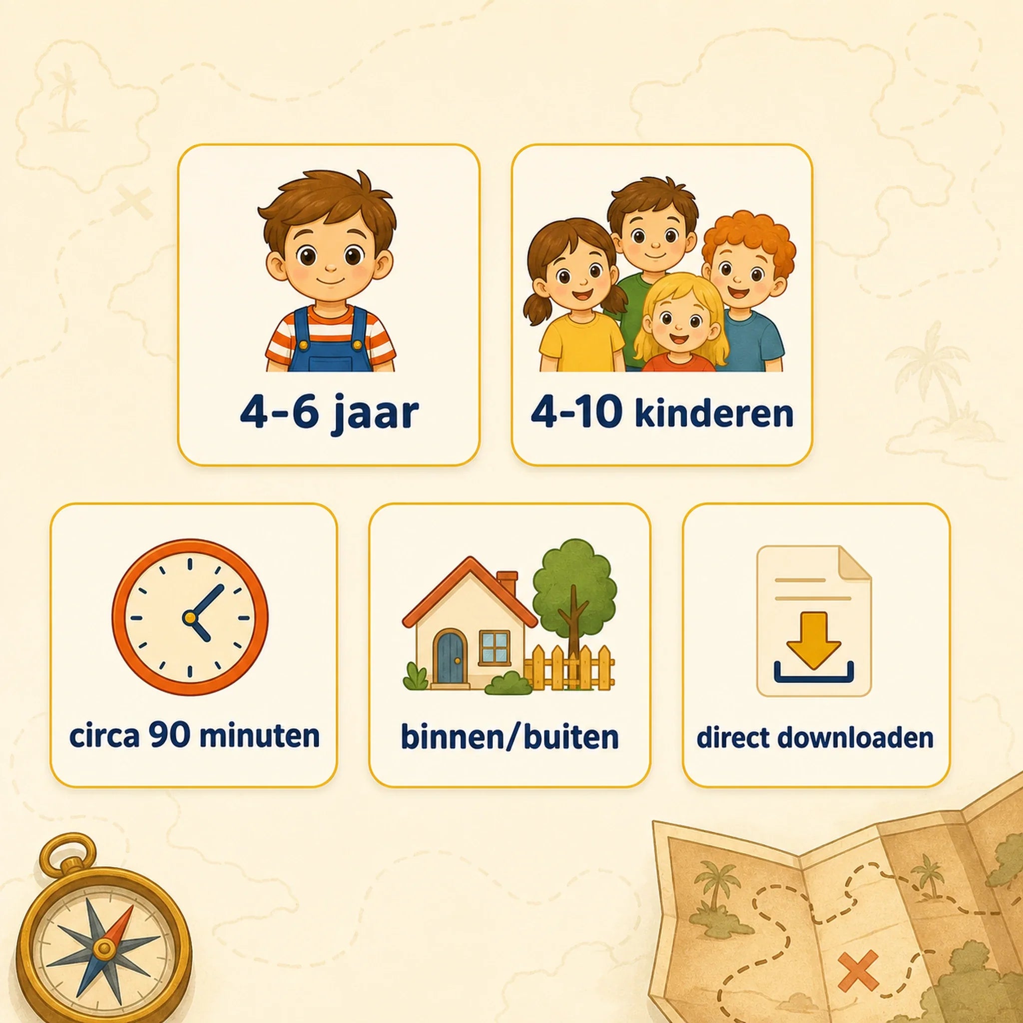 Finale en praktische informatie van de piraten speurtocht voor kinderen van 4 tot 6 jaar.