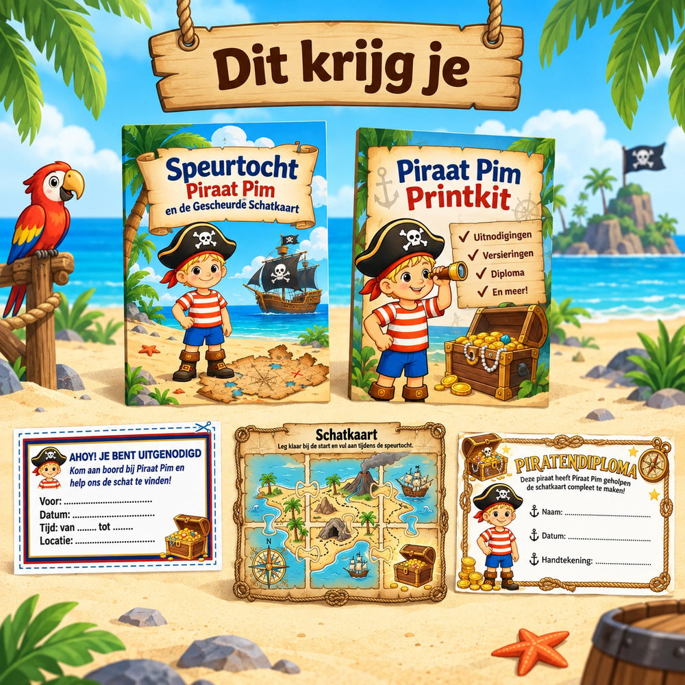 Piraat Pim speurtocht met verhaal, opdrachten en draaiboek