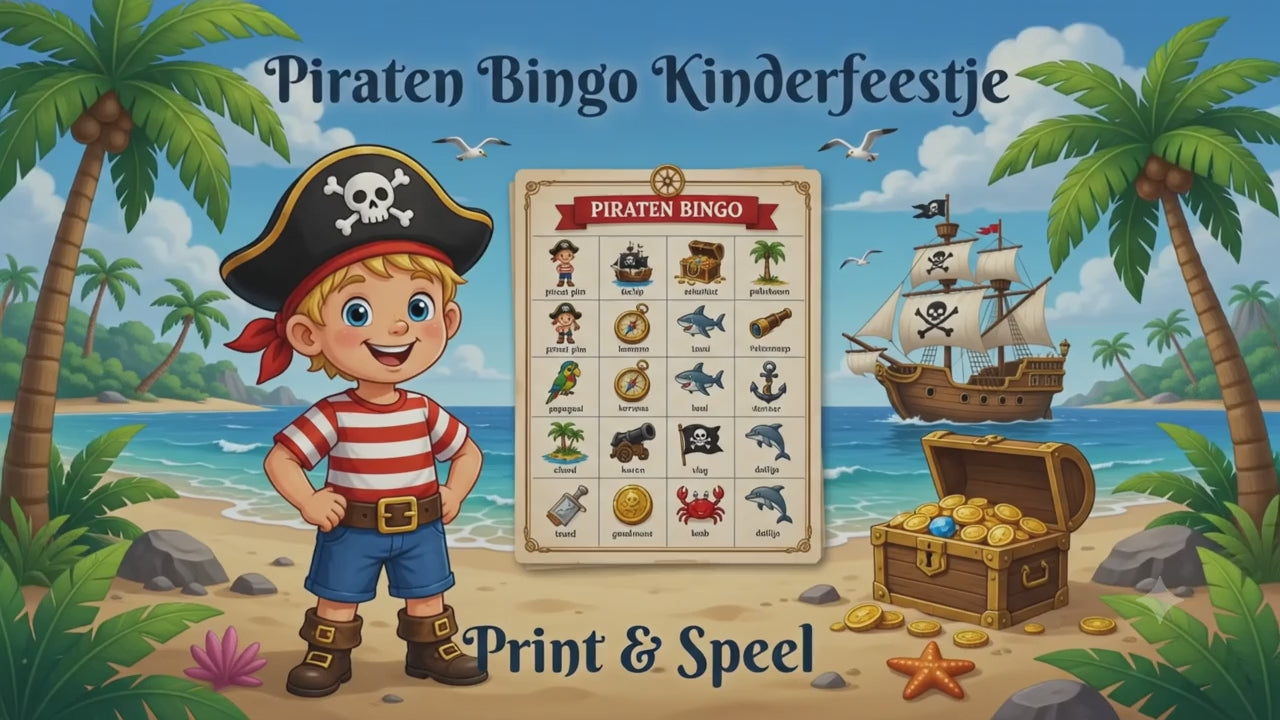 Piraten Bingo Kinderfeestje 4, 5 & 6 jaar | Printbare Piraten Spelletjes