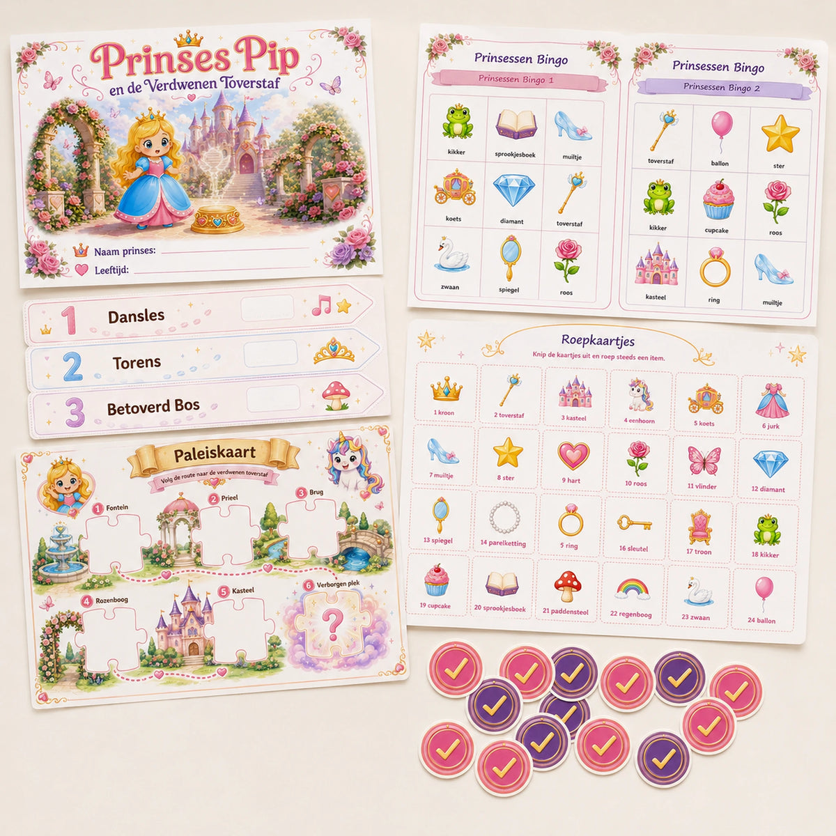 Hoofdafbeelding van de Prinsessen kinderfeestje bundel met speurtocht en bingo.