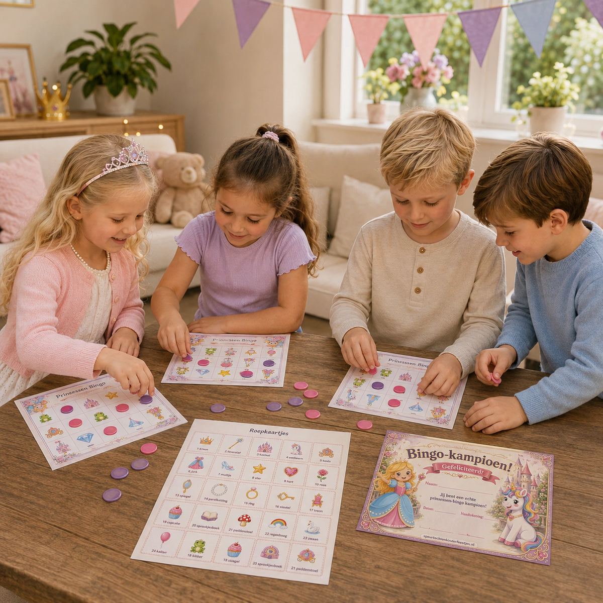 Rustig bingomoment uit de Prinsessen kinderfeestje bundel.