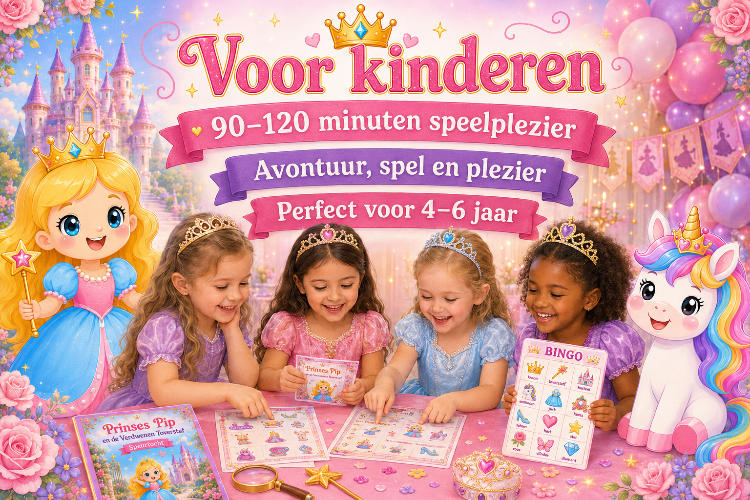 Prinsessen Speurtocht + Bingo | Compleet Kinderfeestje