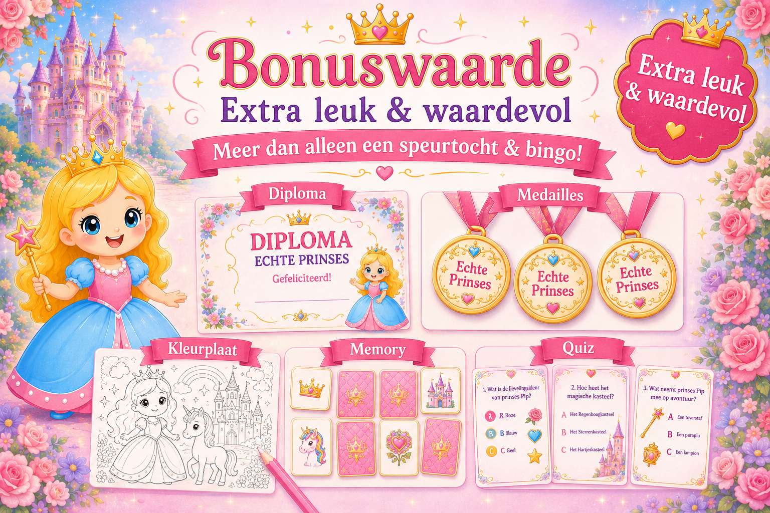 Prinsessen Speurtocht + Bingo | Compleet Kinderfeestje