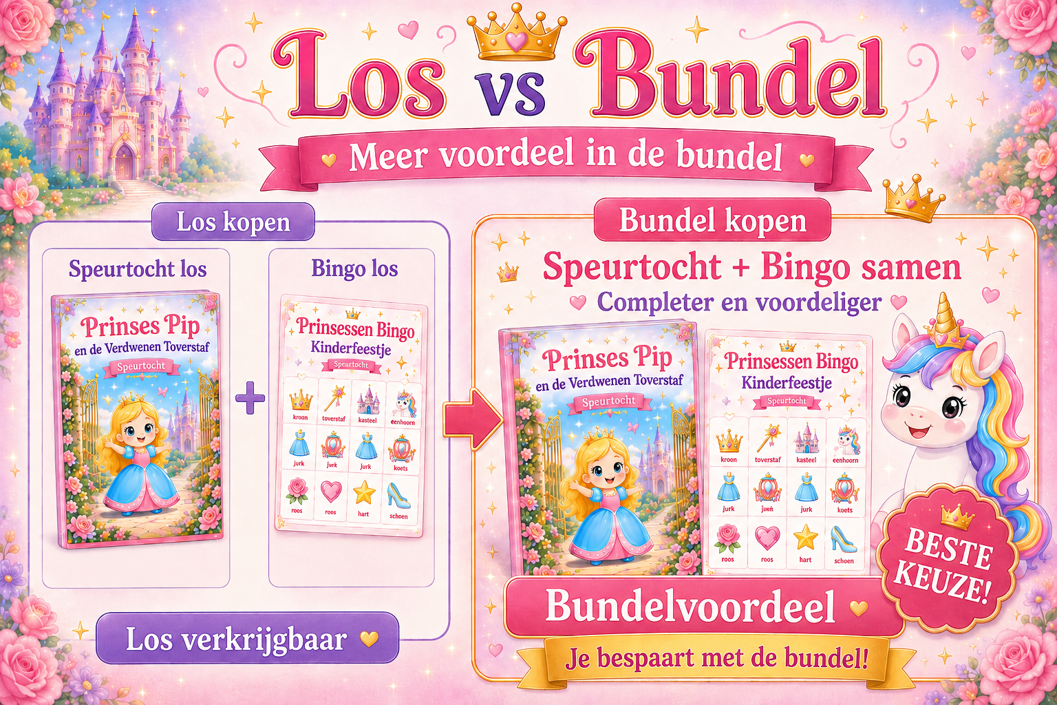 Prinsessen Speurtocht + Bingo | Compleet Kinderfeestje