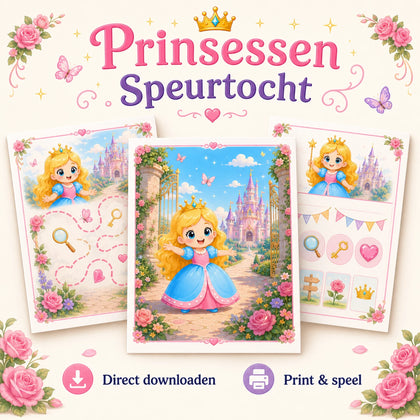 Prinsessen Speurtocht Kinderfeestje 4, 5 & 6 jaar | Printbaar | Binnen 15 min klaar