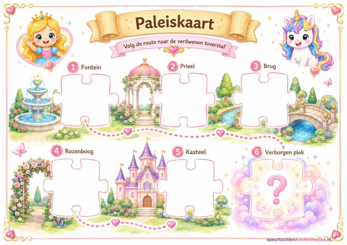 Echte pagina uit de prinsessen speurtocht: speurkaart